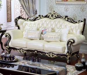 Vantage Set Sofa Klasik Furnitur, Set Bagian Klasik Bahan Kulit Ukir Gaya Eropa