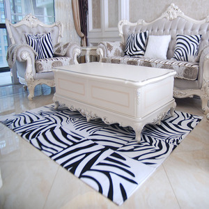 Faux Fur Cow Da Chắp Vá Thảm Động Vật Ngựa Vằn Đen Trắng Sọc Khu Vực Tùy Chỉnh Thảm Phong Cách Châu Âu - Product Image 1