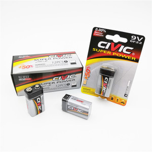 Pile au carbone-zinc 1,5 V Civic <span class=keywords><strong>6f22</strong></span> <span class=keywords><strong>9</strong></span> volts pour lampe de poche, emballage rétractable, 26 heures - Product Image 6