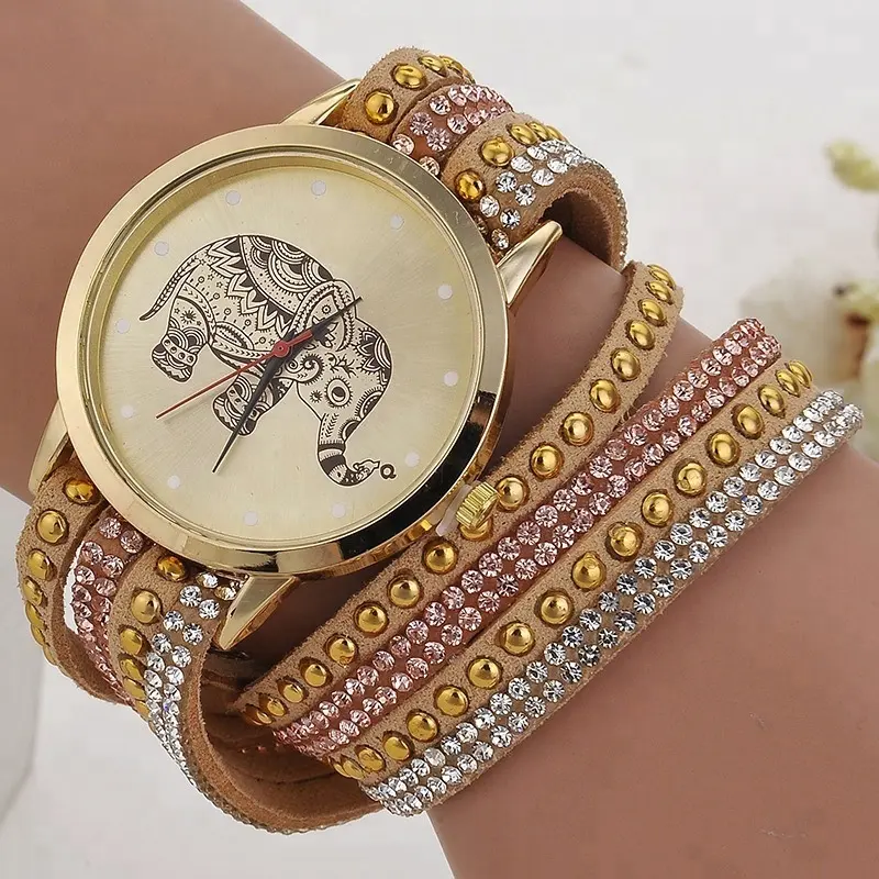 Fashion Design Women Elephant Dial Watch Lady's Revet Bracelet Watches Female Beatiful Diamonds Strap Wristwatch