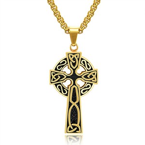 Marlary Men's Stainless Steel Large <strong>Celtic</strong> <strong>Cross</strong> Irish Knot Pendant <strong>Necklace</strong> - Product Image 3
