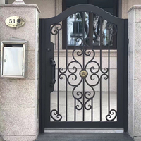 Petite porte en fer de haute qualité pour la façade de la maison, design simple, cadre galvanisé, finition en bois, balançoire en zinc, treillis facile à assembler
