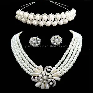 pearl chain wedding bridal jewelry sets pearl new trendy wedding set