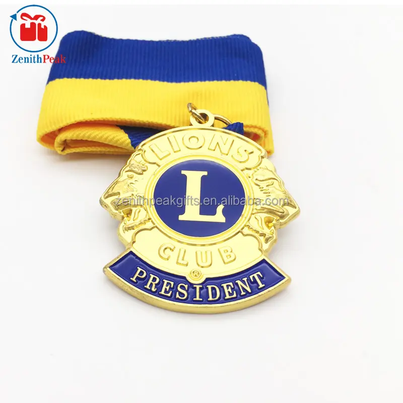 कस्टम जिंक मिश्र धातु सामग्री शेर क्लब epoxy मैट के साथ सोने के रंग 3d स्मारिका पदक
