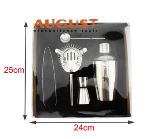 Hot sale commercial stainless steel bar sets 5 pieces custom logo cocktail shaker set