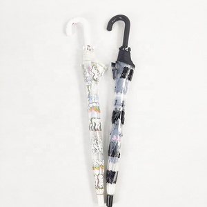 Adorable chaton noir et <span class=keywords><strong>licorne</strong></span> rêveuse <span class=keywords><strong>parapluie</strong></span> <span class=keywords><strong>transparent</strong></span> à long manche pour enfants - Product Image 2