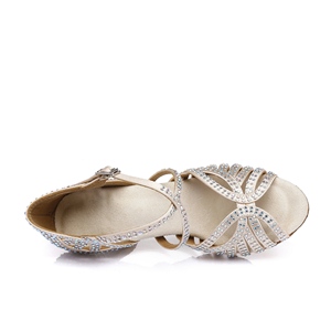 Sepatu Dansa Wanita L380, Sepatu Hak Tinggi Wanita <span class=keywords><strong>Satin</strong></span> Kristal <span class=keywords><strong>Latin</strong></span> - Product Image 4