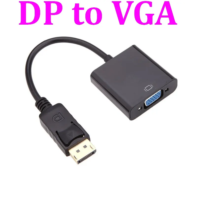 DP to VGA 어댑터 DisplayPort to VGA 컨버터 DP 케이블 어댑터 남성-여성 1080P HDTV 모니터 MacBook Projector 3166