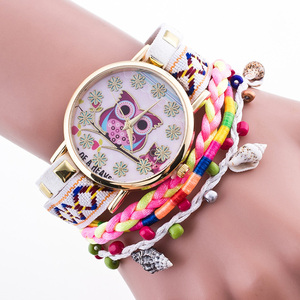 <span class=keywords><strong>Montre</strong></span> de luxe à perles pour femme, forme de hibou, fleurs, Design conque, <span class=keywords><strong>tissé</strong></span>, plusieurs enveloppes, qualité supérieure, 2018 - Product Image 2