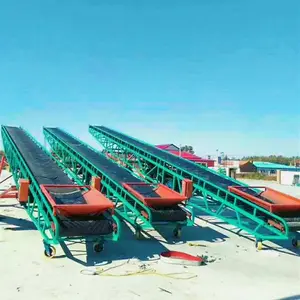 Light Mobile Industrial Belt System Inclined Conveyor Machine With Hopper