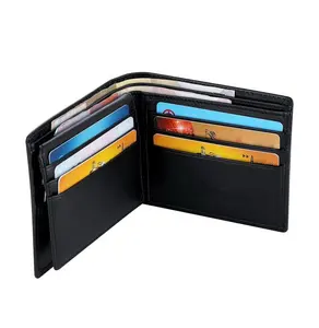 RFID Proof Wallet Herren Echtes Leder RFID Blocking Bifold Stylish Wallet mit ID-Fenster