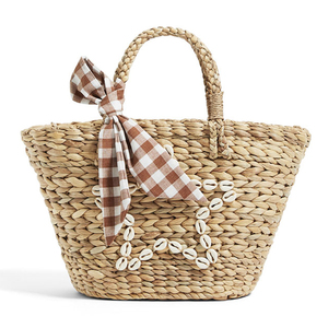 Borsa da Spiaggia Estiva Personalizzata per Bambini, Borsa a Secchiello in Paglia Naturale per Bambine - Product Image 1