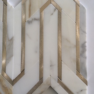Calacatta Trắng Đá Cẩm Thạch Xám Tĩnh Mạch, Mũi Tên Hình Dạng Đồng Mosaic Gạch - Product Image 3