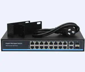 מתג אתרנט מנוהל 20 יציאות מתג Gigabit POE 16 יציאות 2 יציאות sfp 2 יציאות rj45 1000M 300w POE למערכות ניטור