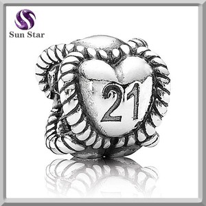 Joyería <span class=keywords><strong>de</strong></span> <span class=keywords><strong>la</strong></span> plata 925 número 21 encanto colgante <span class=keywords><strong>de</strong></span> regalo - Product Image 1