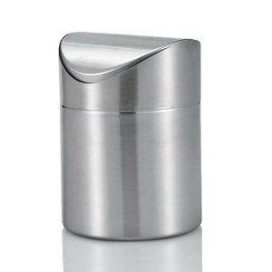 Compact design stainless steel table dust bin trash can for car swing top dustbin