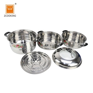 Marmite à vapeur à fleurs en acier inoxydable à 3 couches, pots à fleurs 30 cm - Product Image 2