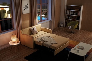 Sofá cama plegable de cuero para hotel, de lujo sofá cama, sofá cama tamaño king, muebles modernos para hospital - Product Image 4