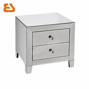 2 drawer all bevelled mirror contemporary nightstands with crystal handles cn fuj mdf ys15a409 beveled mirror glass