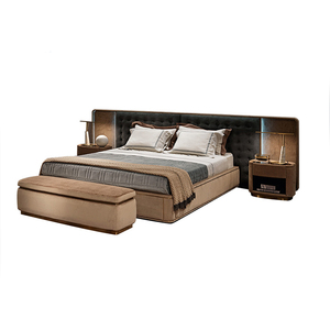 Thiết Kế Hiện Đại Sang Trọng Ý Beige Trắng Nhung Giường Cỡ King - Product Image 1