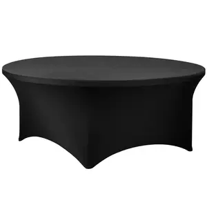Noir, blanc, ivoire ronde couverture de table spandex lycra élastique couverture de table pour le banquet de mariage