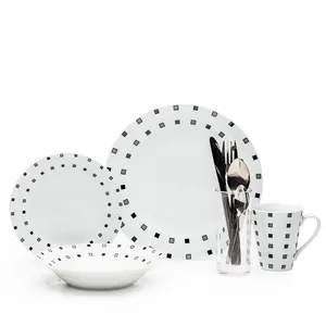 פורצלן או חדש עצם סין רגיל קרמיקה כלי שולחן סט קינוח צלחות סט כלי אוכל עם מדבקות מודרני עבור 4 משתמשים