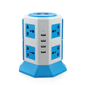 Delviz — barre d'alimentation universelle, ue avec protection de surtension, tour verticale, avec multi-prise Flexible (8 prises de courant) et 4 port USB