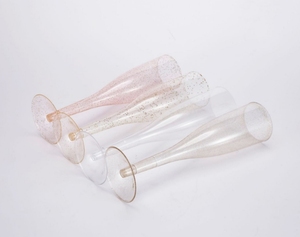 Flûtes à <span class=keywords><strong>champagne</strong></span> jetables fantaisie en plastique rose or argent pailleté 4.5 oz pour mariage - Product Image 6