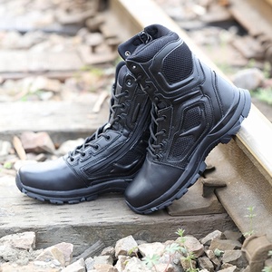 Combat hommes bottes bottes tactiques chaussures botte Anti glissant caoutchouc ZIP <span class=keywords><strong>ciment</strong></span> solide microfibre semelle en cuir véritable noir <span class=keywords><strong>cheville</strong></span> - Product Image 2