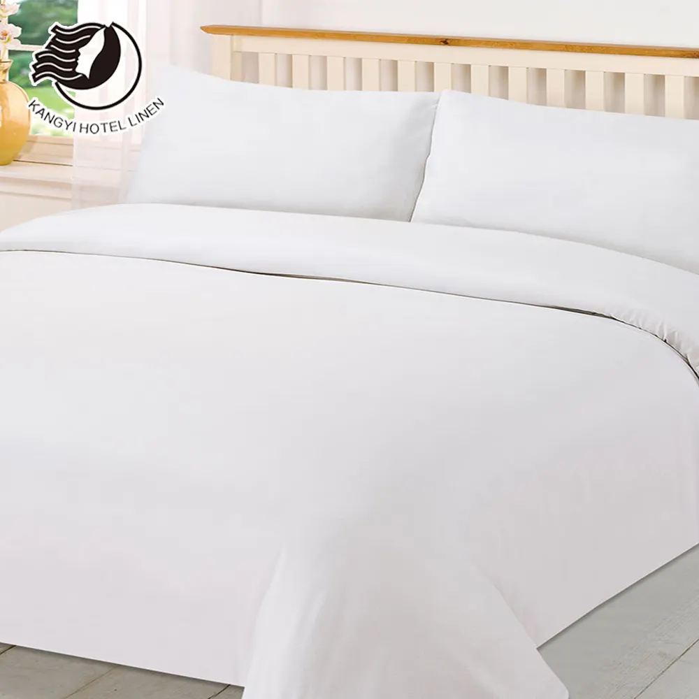 En iyi özel 400TC beyaz mısır pamuk otel çarşaf yatak takımı otel yatak örtüsü % 100 keten