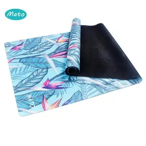 Wholesale folding non slip organic 100% natural rubber full color custom printed yoga mat