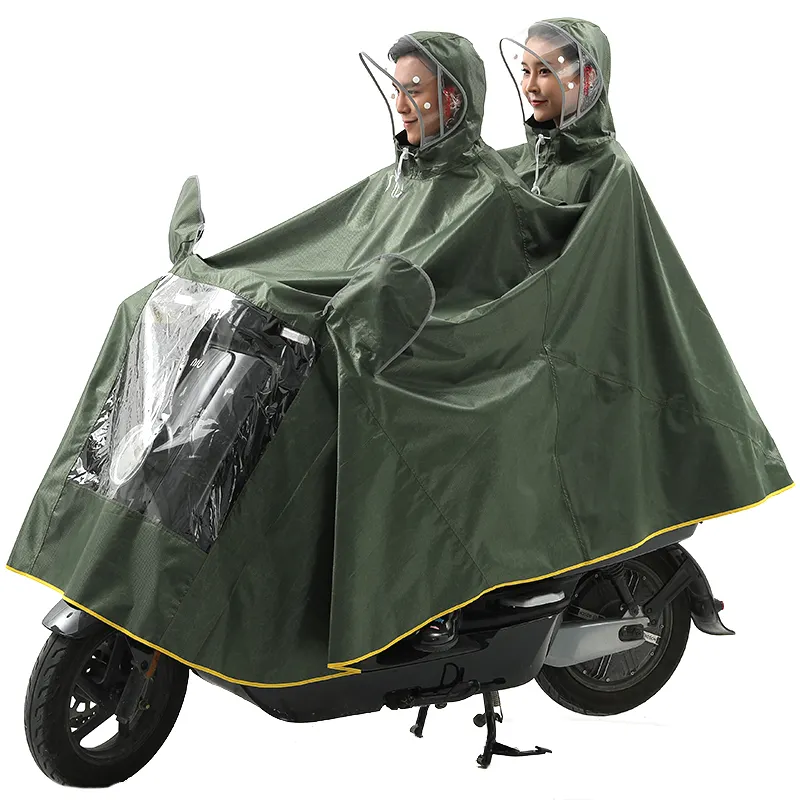 Rainfreem เสื้อกันฝนแบบมีฮู้ดสองชั้นขนาดใหญ่เสื้อปอนโชฝนสำหรับขับขี่สะท้อน