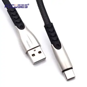 Pabrik Grosir Logam Kuat Campuran Seng Kain Dikepang Pengisian Cepat Kabel USB C Tipe C Kabel USB Campuran Seng Kabel USB