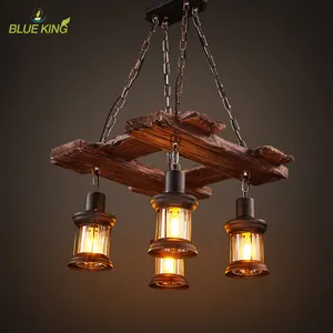 4 лампы налобный Ретро окрашенный твердый деревянный старинный Железный деревянный подвесной светильник для кофейни, бара