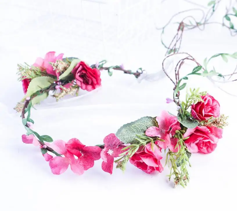 Vrouwen Bruiloft Bloem Hoofdband Meisjes Bloemen Hoofddeksels Kinderen Hoofdbanden Haar Accessoires Bruid Krans Strand Guirlande