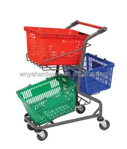 2 Layers Shopping Trolley Hand Trolley Cart For Basket
