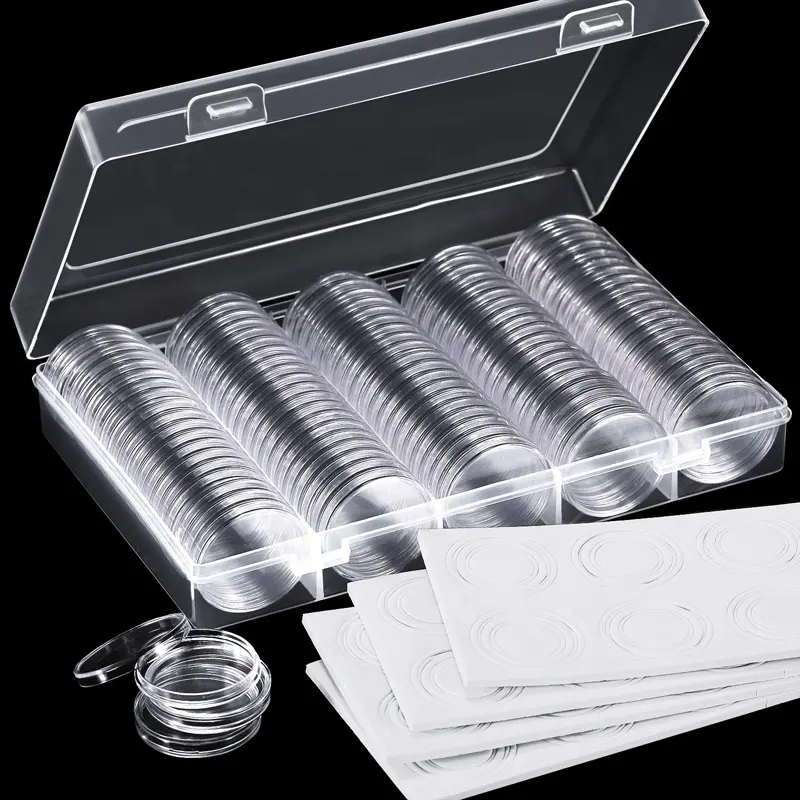 Caja protectora para guardar monedas, 4 tamaños, 100 unidades, 30mm, cápsulas de colección de monedas con caja organizadora de almacenamiento