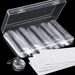 सिक्का आयोजक प्लास्टिक Suppliers-4 आकार की रक्षा गैसकेट सिक्का धारक मामले के साथ 100 टुकड़े 30mm सिक्का संग्रह कैप्सूल भंडारण आयोजक बॉक्स