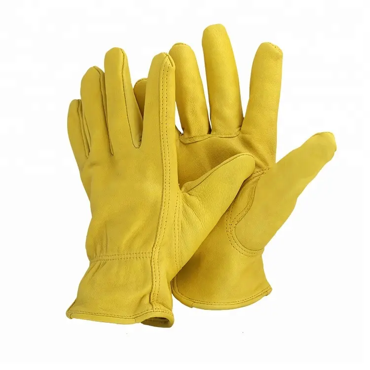 Guantes de seguridad para conductores, de cuero de vaca, para invierno, grado AB, precio al por mayor