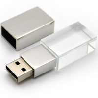 Vente chaude Logo Personnalisé Cristal 4gb 16gb Usb 2.0 Pendrive 8gb OEM 3D Logo Verre Usb Flash Drive