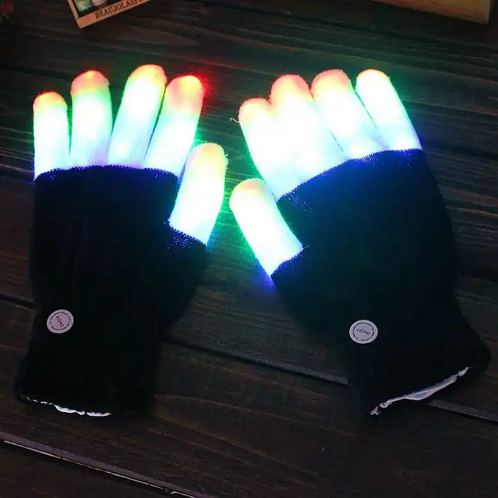 led guanti luminosi led colorati prestazioni luminose guanti strani con led  luce flash