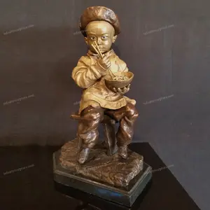 Ucuz ve ince metal afrika çocuk heykeller bronz küçük boy heykeli kapalı veya açık için süs