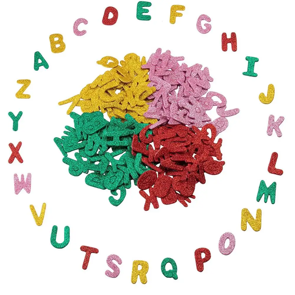Glitter Letter Stickers 208 Piece Self Adhesive Foam Letters 1.46 x 0.94 Inch Glitter Alphabets for Kids DIY Craft