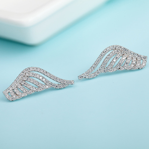 LUOTEEMI Wholesale Hot Selling New Fashion CZ Crystal Micro Pave Angle <strong>Wings</strong> Stud <strong>Earrings</strong> for Women Girls - Product Image 4