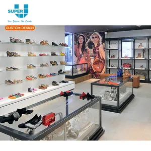 10 anos fábrica sapatos e saco exibição para mulher loja equipamentos de layout decoração