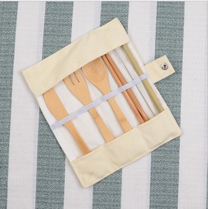 Gran oferta de <span class=keywords><strong>cubiertos</strong></span> de bambú, 7 unids/set con tenedores, cuchara, cuchillo, palillos, paja de bambú y limpiador de cepillos - Product Image 2