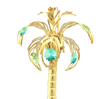 Crystocraft Vente en gros Art populaire Figurine palmier plaqué or de Dubaï en cristal taille brillant 9,5x19,5cm 0,225kg Décoration intérieure