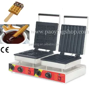 Sử Dụng Thương Mại Không Dính 110V 220V Điện Đôi-Đầu Quảng Trường Bỉ Waffle Churros Sản Xuất