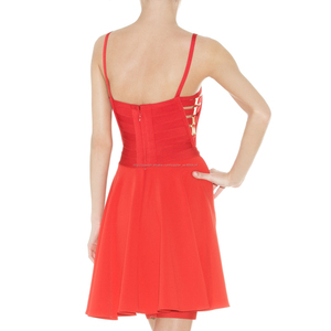 Sandía roja correa de espagueti una línea vestido del vendaje 2015 - Product Image 2