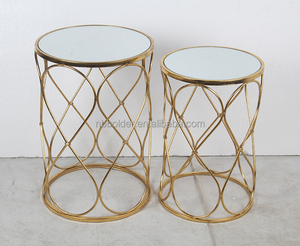Fabbrica direttamente di alta qualità <span class=keywords><strong>set</strong></span> di 2 <span class=keywords><strong>oro</strong></span> rotondo tavolino da caffè per promozionale di vendita - Product Image 4